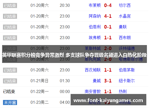 英甲联赛积分榜竞争异常激烈 多支球队争夺晋级名额进入白热化阶段